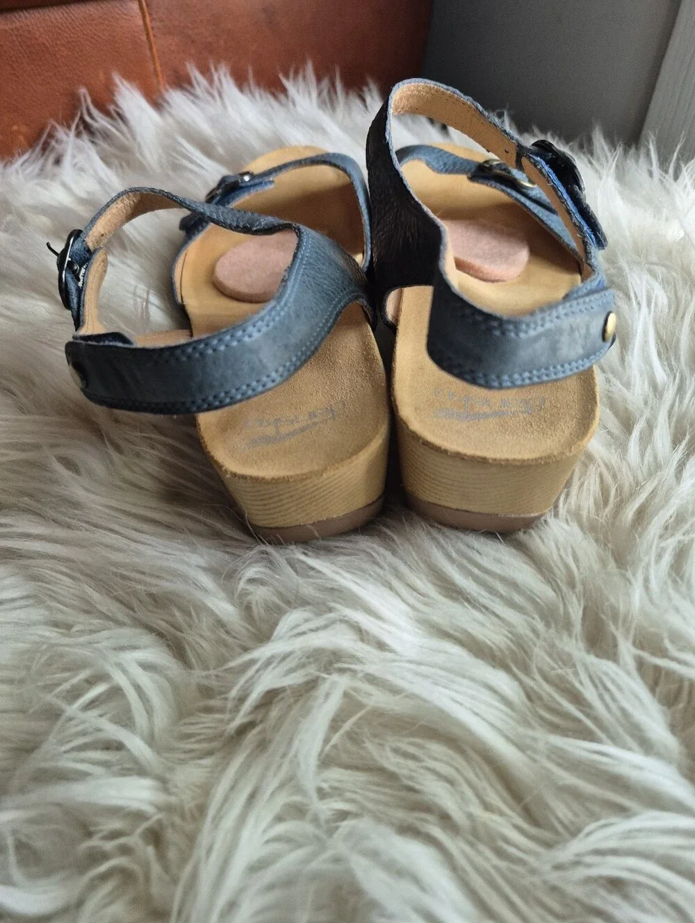 Dansko Tricia Women's Blue Leather Wedge Sandal